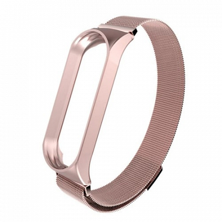 Миланский сетчатый браслет для Mi Band 5 Розовый Магнитный замок